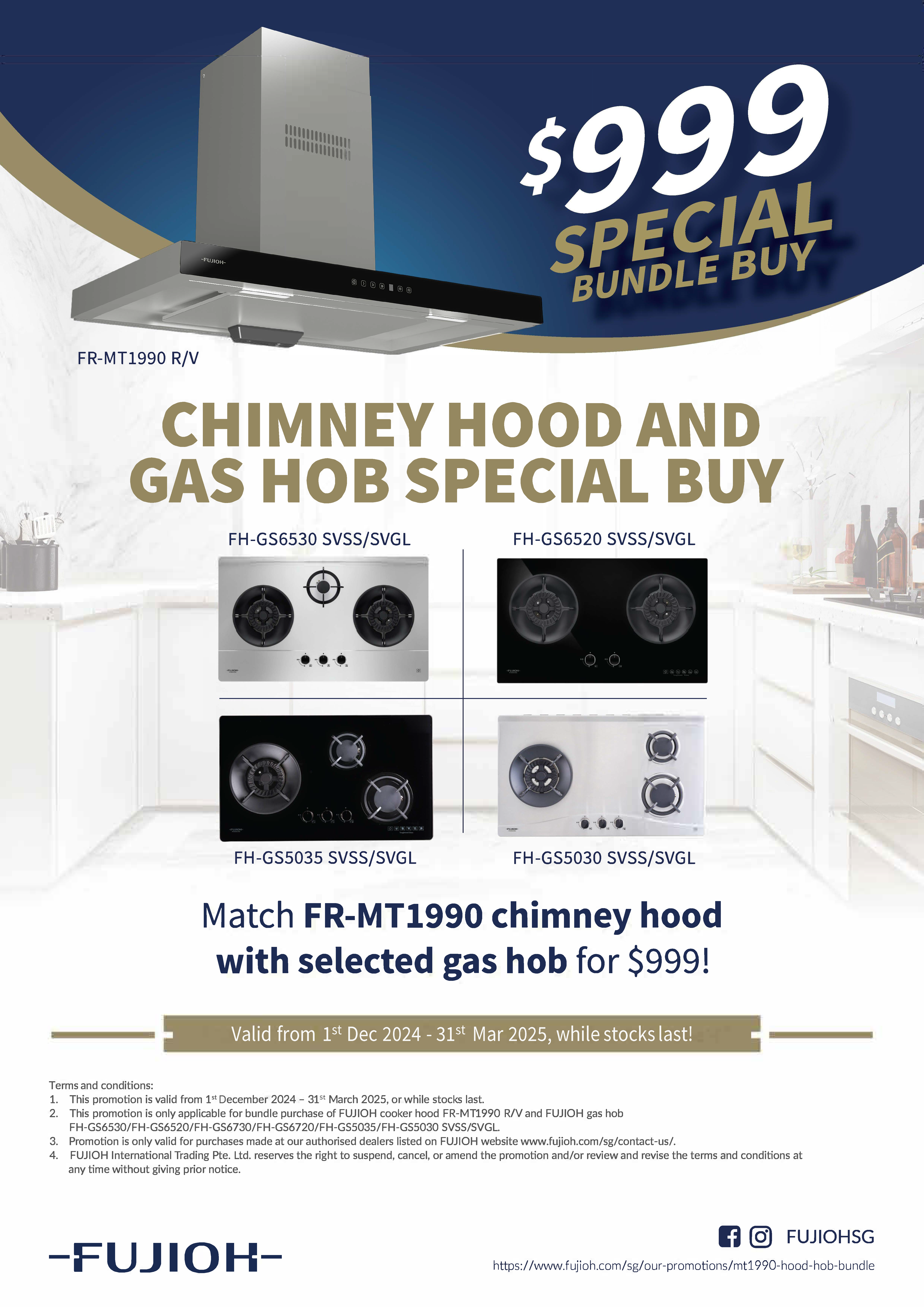 MT1990 Chimney Hood and Gas Hob Special Buy (Dec-Mar)