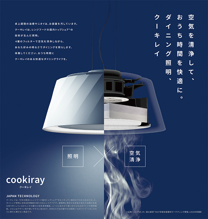 富士工業 空気清浄機付LEDペンダントライト クーキレイ-